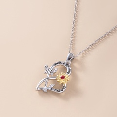 New Heart Butterfly Two-Color Sunflower Pendant Alloy Necklace Valentine's Day