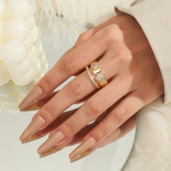 Fashion Waben Crown Öffnung Einstellbar Kupfer Ring Frauen Ornament