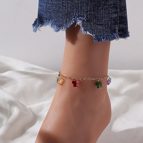 Fashion Cute Creative Crystal Multicolor Butterfly Shaped Anklet's discount tags