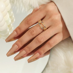 Mode Geometrie Kupfer Farbe Intarsien Zirkon Offenen Ring Frauen