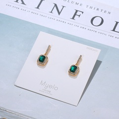 Vintage Emerald green diamond stud Earrings