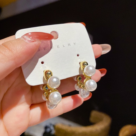 Legierung metall Perlen dekor runde kreis Einfache Ohrringe's discount tags