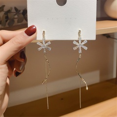 New Simple Zircon Snow Flake Long Tassel Earrings Women Ornaments