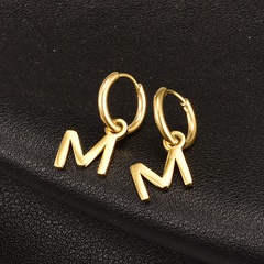 Fashion Simple M-Shaped Circle Ear Clip Female 18K Gold Titanium Steel Earring