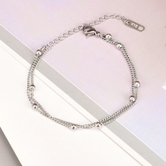 Fashion Simple Double Beads Double-Layer Shiny Women's Titanium Steel Bracelet