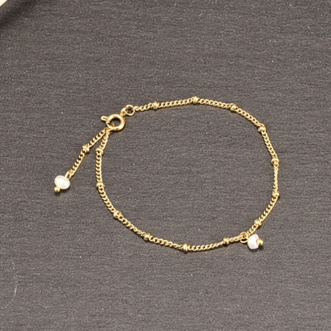 Mode Kleine Perle Unregelmäßigen Perlen Titan Stahl Vergoldet 18K Gold Handmade Armband's discount tags