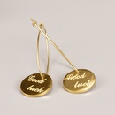 Fashion Cuban Round Lettering Titanium Steel Gold Plated Stud Earrings Couplepicture9