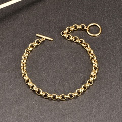 Fashion New 18K Gold Big Pearl Hollowed-out Titanium Steel Bracelet Female