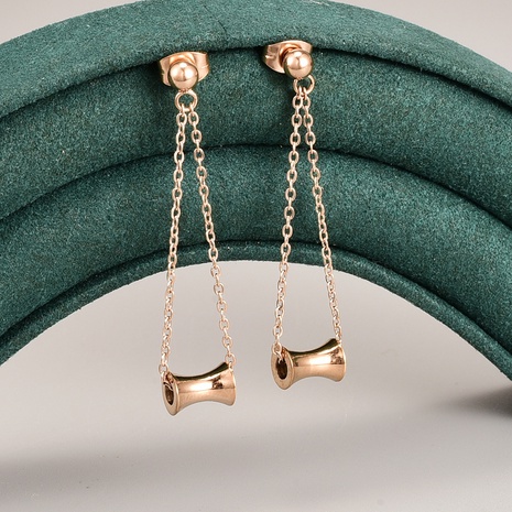 New Fashion Geometric Tassel Golden Women's Titanium Steel Ear Studs's discount tags