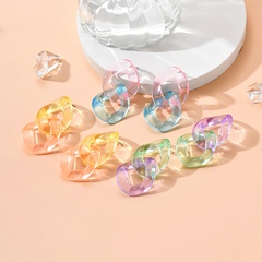 Fashion Simple Transparent Geometric Acrylic-Based Resin  Chain Earrings