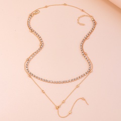 Ornament Fashion Simple Wave Beads Alloy Rhinestone Necklace