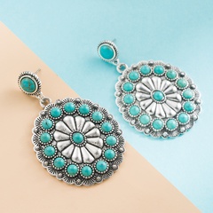 Women'S Vintage Style Geometric Alloy Earrings Inlaid Turquoise Alloy Turquoise Drop Earrings