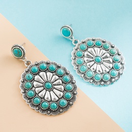 WomenS Vintage Style Geometric Alloy Earrings Inlaid Turquoise Alloy Turquoise Drop Earringspicture12