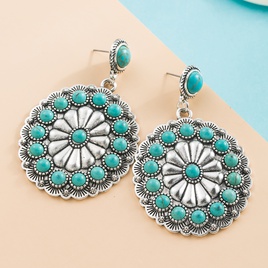 WomenS Vintage Style Geometric Alloy Earrings Inlaid Turquoise Alloy Turquoise Drop Earringspicture13