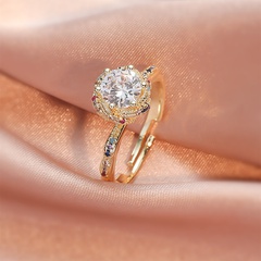 Fashion Copper Inlaid Zirconium Shiny Opening Adjustable Ring