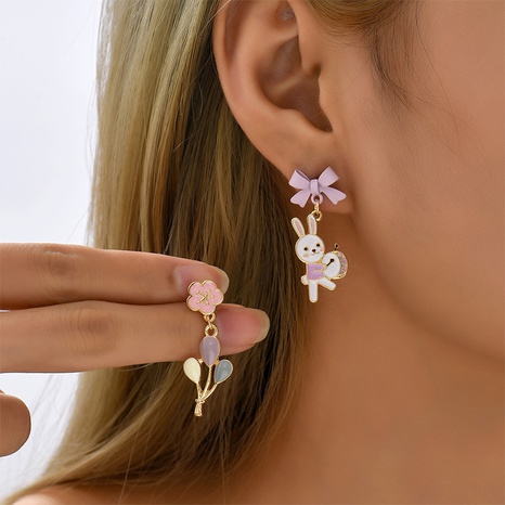 New Fashion Cute Bunny Bow Ear Stud Flower Balloon Earrings's discount tags