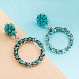 WomenS Vintage Style Fashion Geometric Alloy Earrings Inlaid Turquoise Alloy Turquoise Hoop Earringspicture10