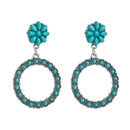 WomenS Vintage Style Fashion Geometric Alloy Earrings Inlaid Turquoise Alloy Turquoise Hoop Earringspicture11