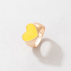 Retro Enamel Colored Glaze Heart Shaped Copper Contrast Color Ring 