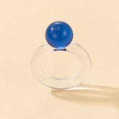 Fashion Simple Transparent Acrylic-Based Resin Blue Ball Ring
