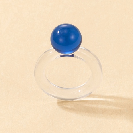 Fashion Simple Transparent Acrylic-Based Resin Blue Ball Ring's discount tags