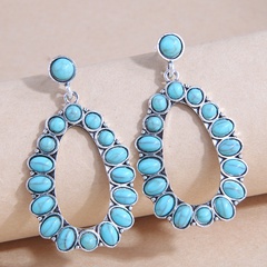 Fashion Vintage Inlaid Turquoise Alloy Water Drop Earrings
