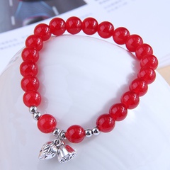 Fashionable Sweet Alloy Lotus Red Ball Pendant Glass Bracelet