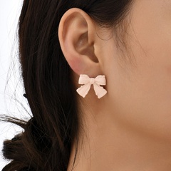 Sweet Girls Pink Milky White Bow Cute Sweet Summer New Earrings