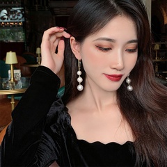 Mode Perle Neue Lange Weibliche Kupfer Ohrringe Tropfen