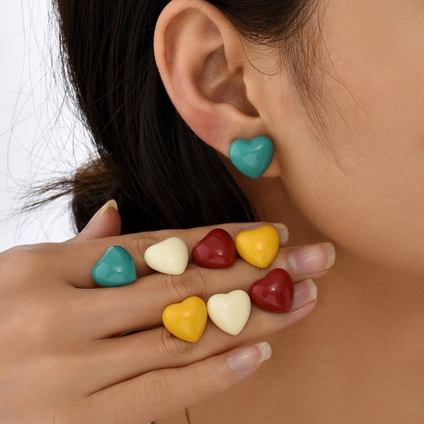 Fashion Multicolor Red Heart Shaped Women's Resin Ear Studs's discount tags