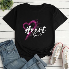 Fashion Simple Letter Heart-Shaped Printed Loose-Fitting Casual T-shirt