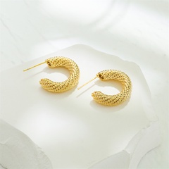 Fashion Simple Copper 14K Gold C type Earrings Female