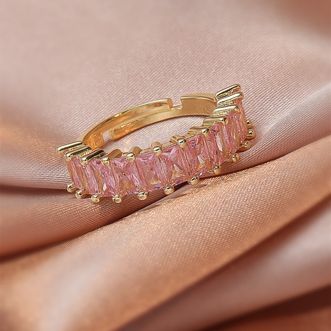 Fashion Ornament Multi-Color Square Zircon Ring Copper  Women's discount tags