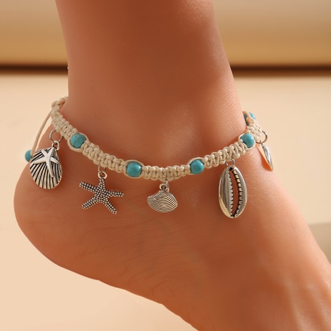 Graceful Creative Bohemian Shell Starfish Pendant Seaside Beach Anklet's discount tags