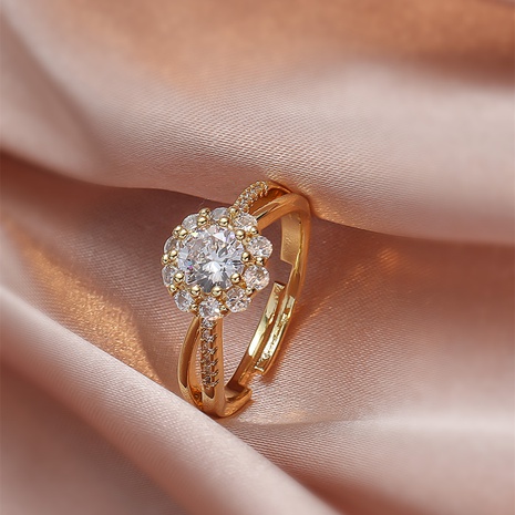 Mode Mode Zirkon Diamant Retro Öffnung Einstellbar Ringe's discount tags