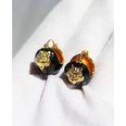 Fashion Personalized Black Enamel Drip Glazed Ball Tridimensional Gold Tiger Earringspicture10