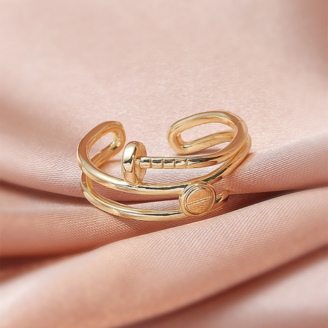 Anillo de cobre Irregular geométrico para mujer de oro de moda creativa's discount tags