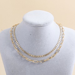 Fashion Simple Geometric Double Layer Clavicle Chain Alloy Buckle Necklace