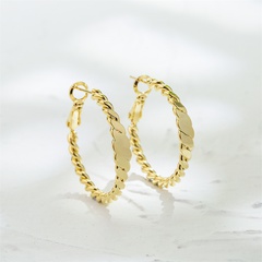Fashion Copper 14K Gold Twist Ear Ring Round Female