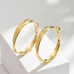 Fashion Copper 14K Gold Round Ear Ring Female New