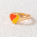 Fashion Jewelry Colorful Oil Letter Alloy Rainbow Heart Shaped Single Ringpicture7