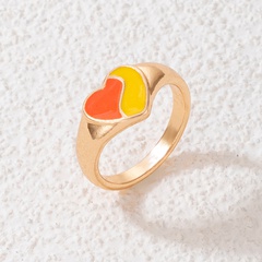Fashion Jewelry Colorful Oil Letter Alloy Rainbow Heart Shaped Single Ring