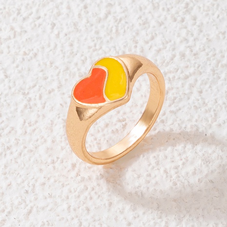 Fashion Jewelry Colorful Oil Letter Alloy Rainbow Heart Shaped Single Ring's discount tags
