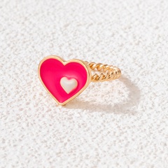 Fashion Jewelry Colorful Oil Letter Rainbow Heart Shaped Single Alloy Ring
