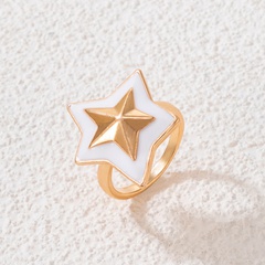 Fashion Jewelry Colorful Oil Letter Pentagram Single Alloy Ring