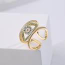 Fashion Copper Plated Real Gold Micro Inlaid Zircon Hollow Devil Eye Open Ringpicture9