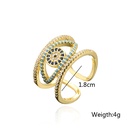 Fashion Copper Plated Real Gold Micro Inlaid Zircon Hollow Devil Eye Open Ringpicture7