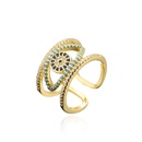 Fashion Copper Plated Real Gold Micro Inlaid Zircon Hollow Devil Eye Open Ringpicture8