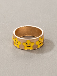 Fashion Irregular Geometric Drip Finger Ring Simple Alloy Yellow Smiley
