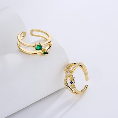 Fashion Simple Hand Jewelry Copper-Plated Real Gold Zircon Geometric Open Ring Copper